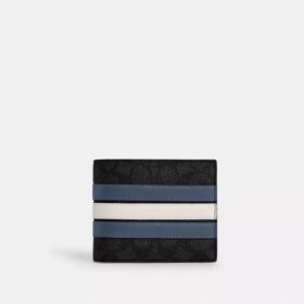 3-in-1-Geldbörse aus Signature Canvas mit Varsity-Streifen