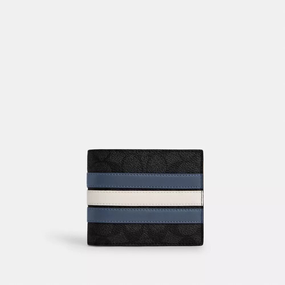 3-in-1-Geldbörse aus Signature Canvas mit Varsity-Streifen