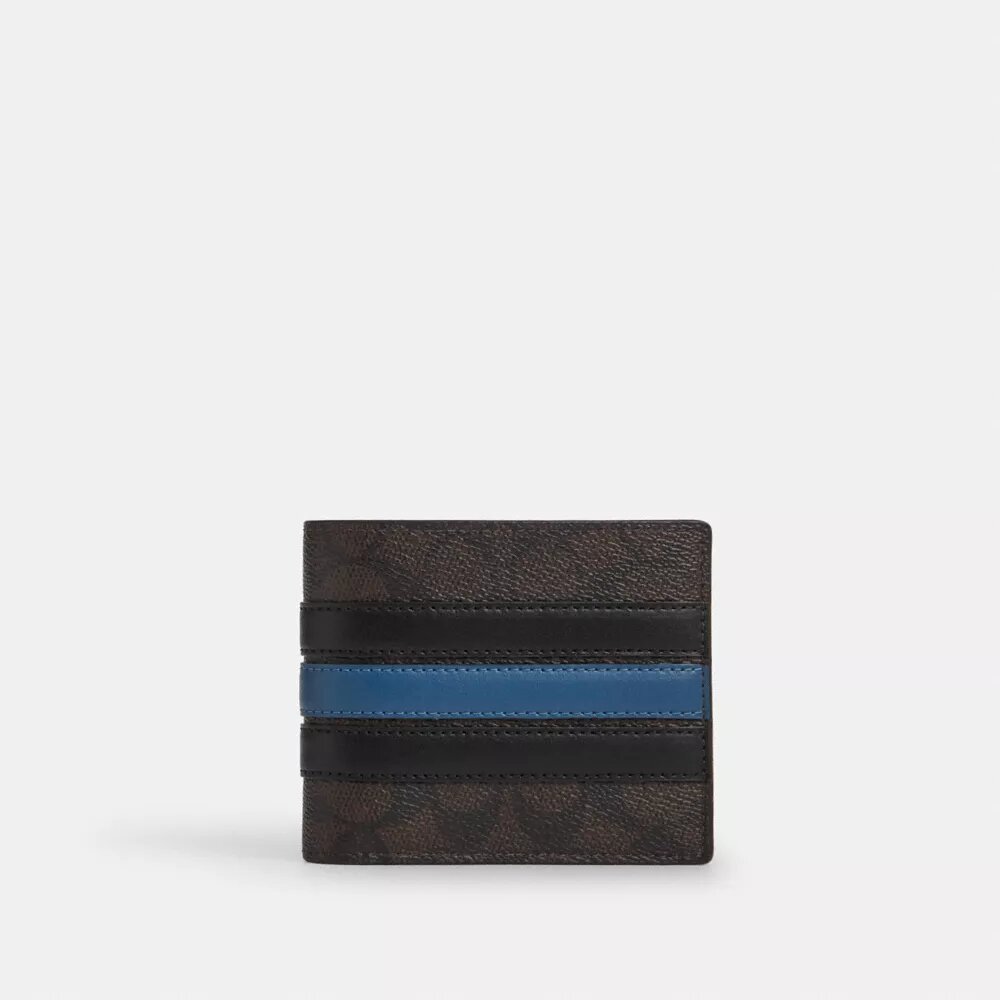 3-in-1-Geldbörse aus Signature Canvas mit Varsity-Streifen