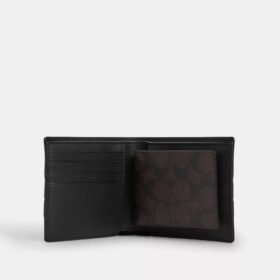 3-in-1-Geldbörse aus Signature Canvas mit Varsity-Streifen