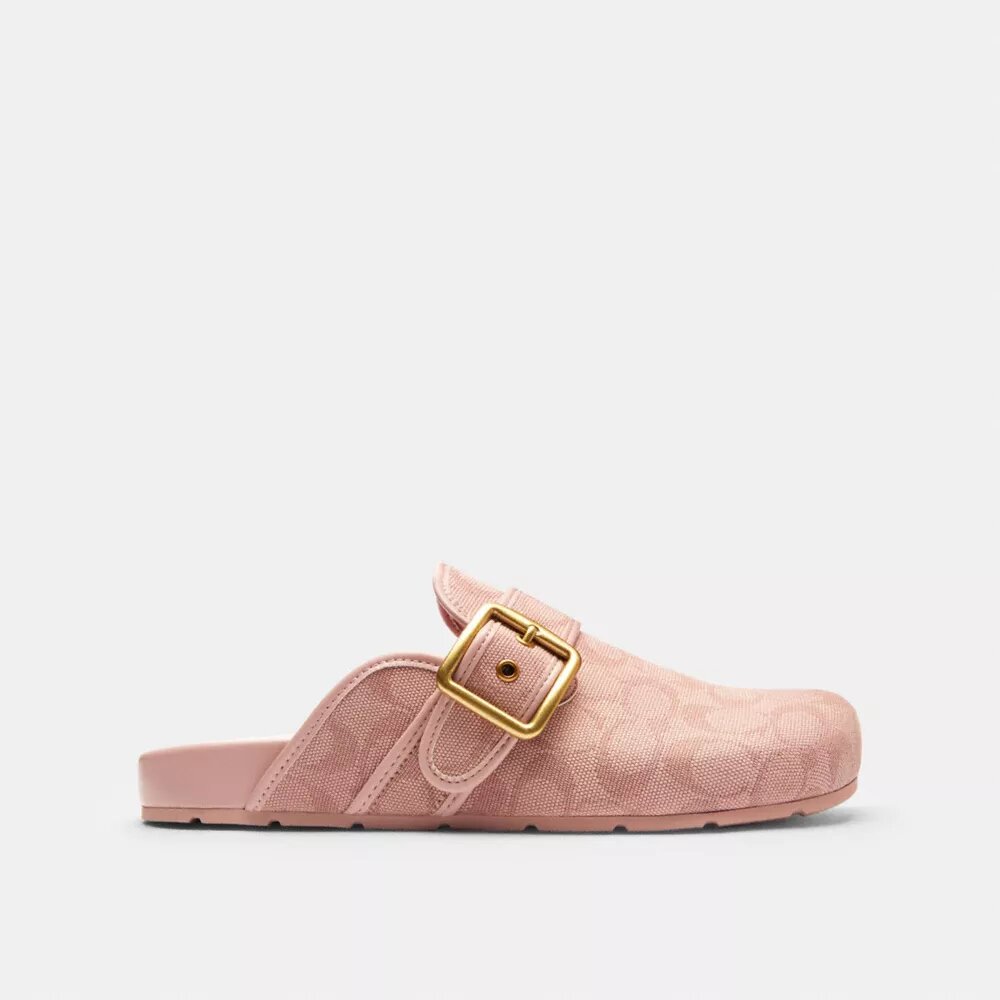 Archival Clogs mit Schnalle aus unserem charakteristischen Jacquard-Canvas