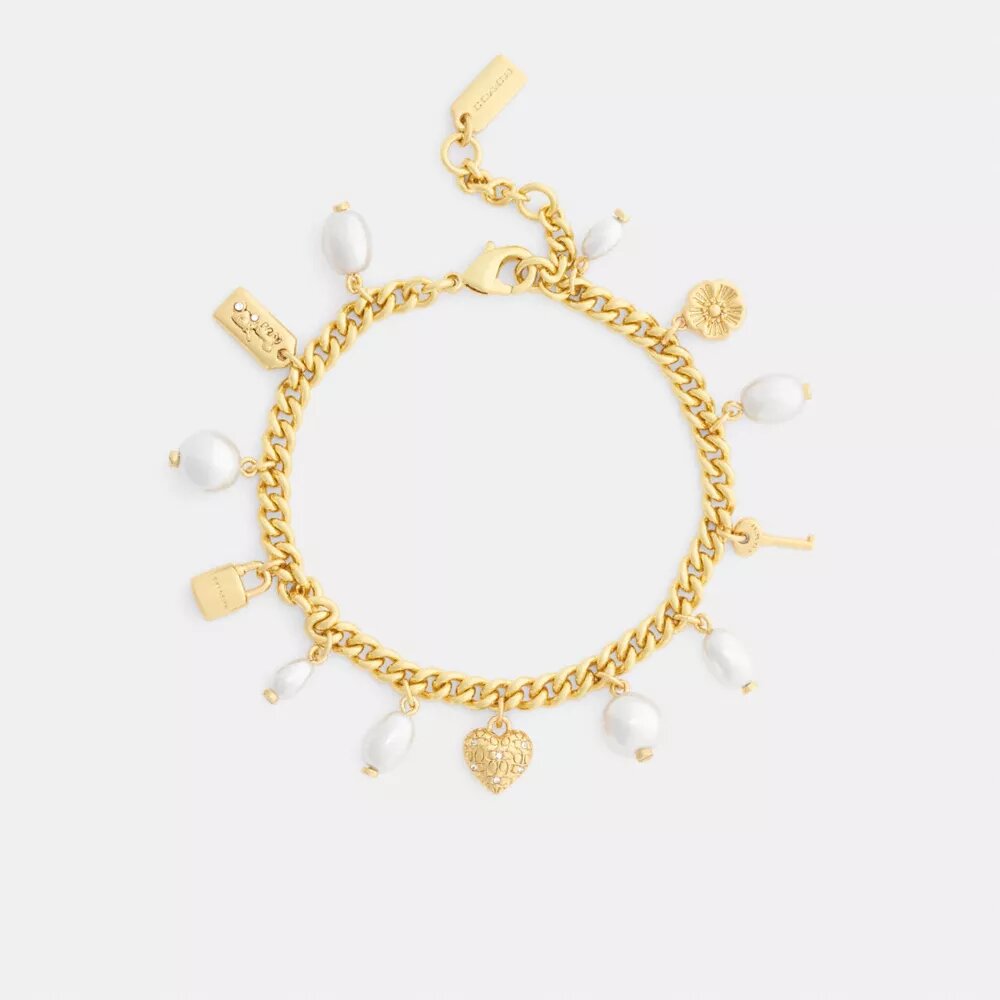 Armband mit Perlen- und Herz-Anhängern