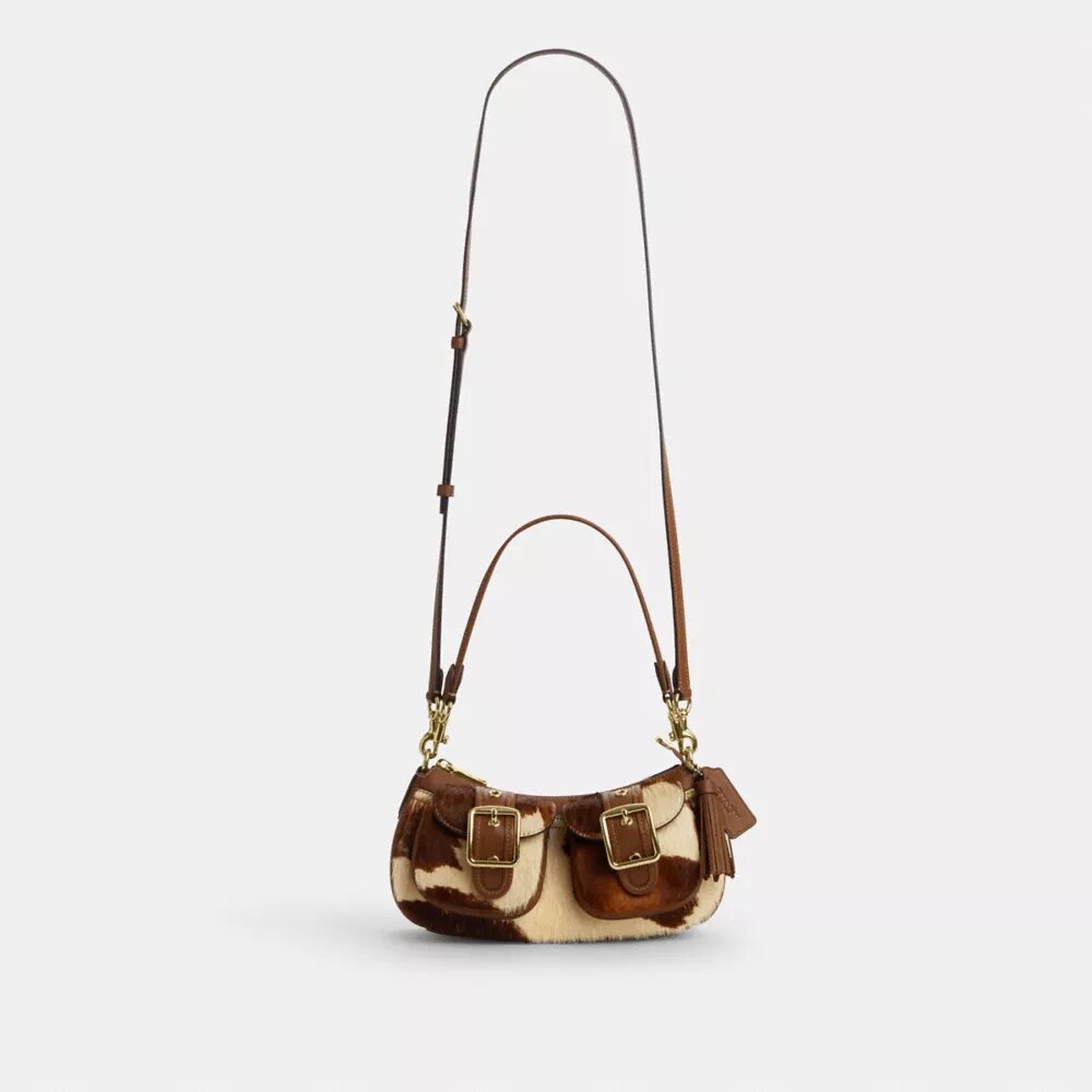 Ashton-Schultertasche aus Haarkalbsleder mit Kuhmuster
