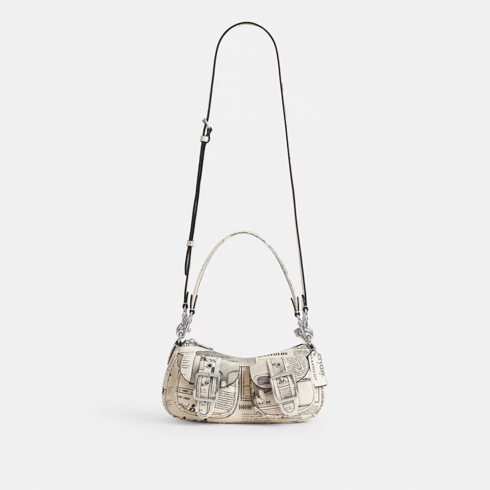 Ashton-Schultertasche mit Zeitungsdruck