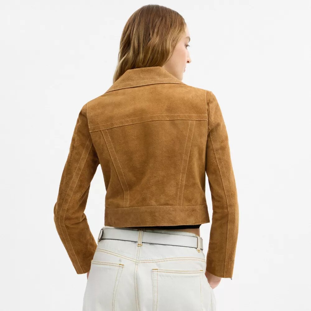 Asymmetrische Wildleder-Jacke