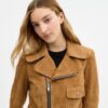 Asymmetrische Wildleder-Jacke