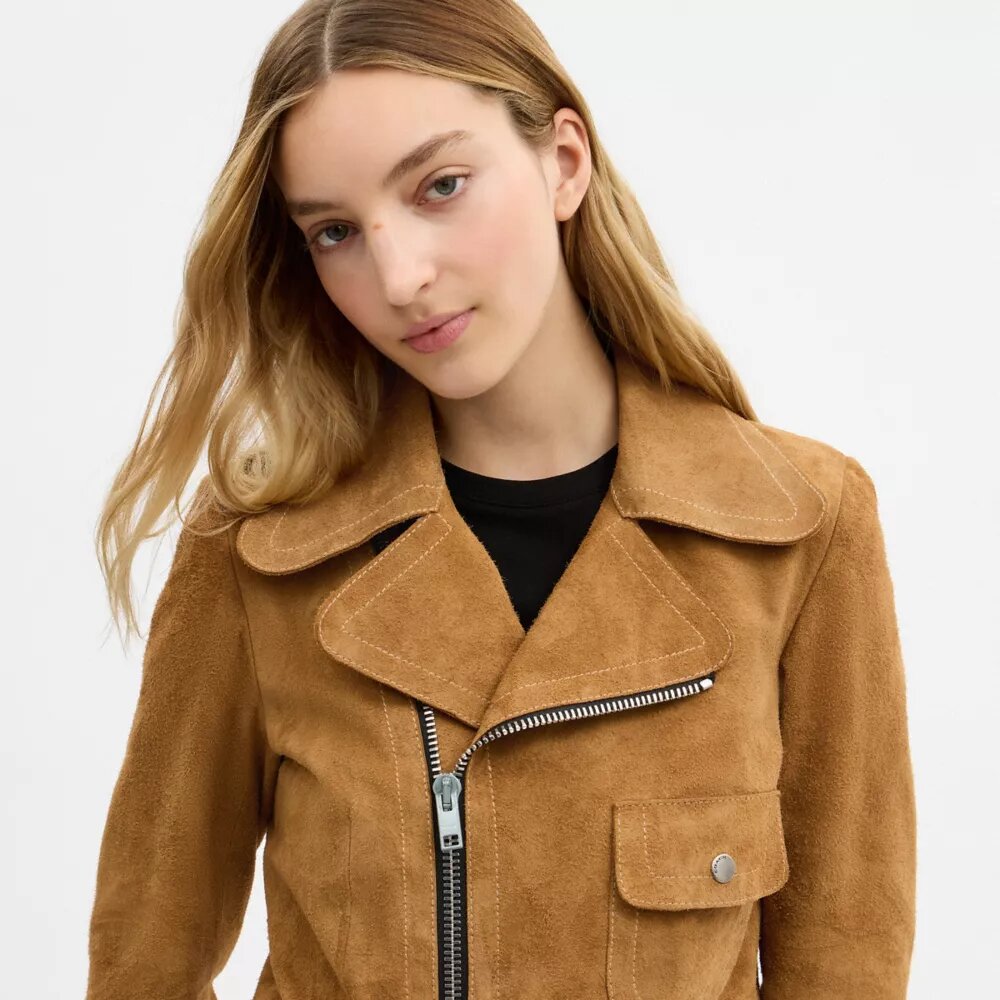 Asymmetrische Wildleder-Jacke