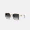 Übergroße quadratische Sonnenbrille aus Metall mit Horse and Carriage-Motiv