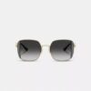 Übergroße quadratische Sonnenbrille aus Metall mit Horse and Carriage-Motiv