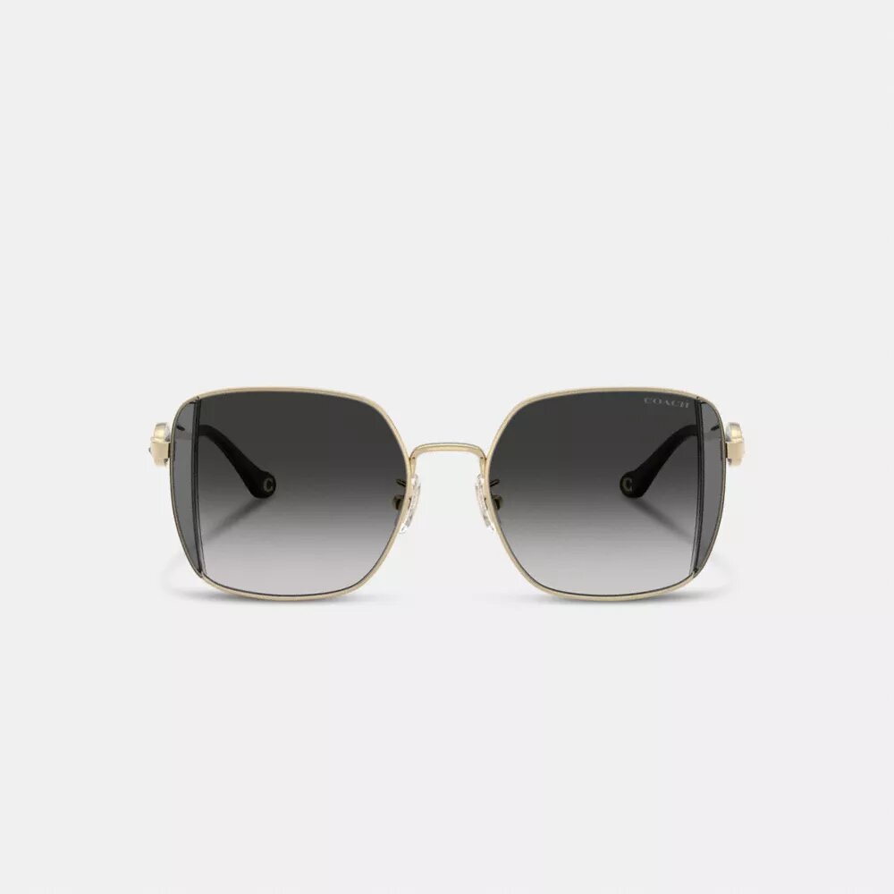 Übergroße quadratische Sonnenbrille aus Metall mit Horse and Carriage-Motiv