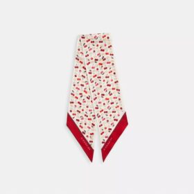 Breiter, schmaler Seidenschal mit „Sculpted C Cherries“-Print