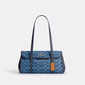 Bridget-Schultertasche mit Klappe aus Signature-Denim