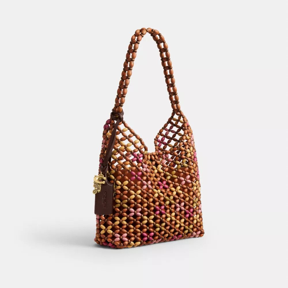 Brooklyn-Schultertasche 28 mit Holzperlen