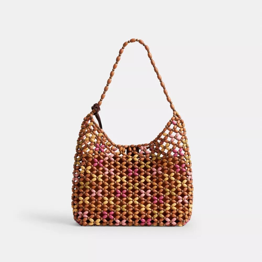 Brooklyn-Schultertasche 28 mit Holzperlen