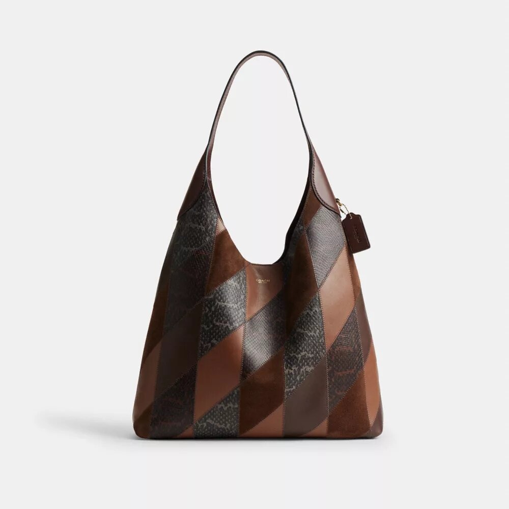 Brooklyn-Schultertasche 39 mit Schlangenleder-Patchwork