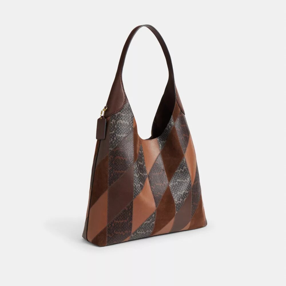 Brooklyn-Schultertasche 39 mit Schlangenleder-Patchwork