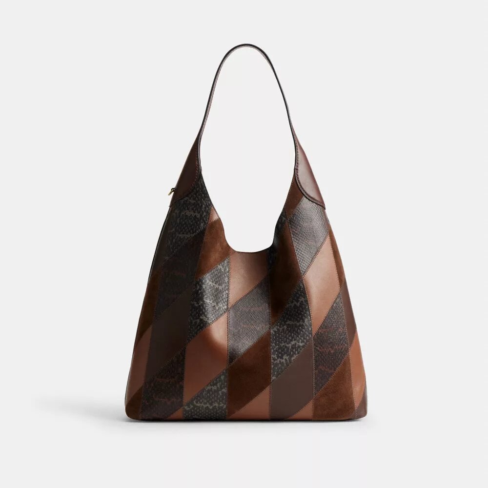 Brooklyn-Schultertasche 39 mit Schlangenleder-Patchwork