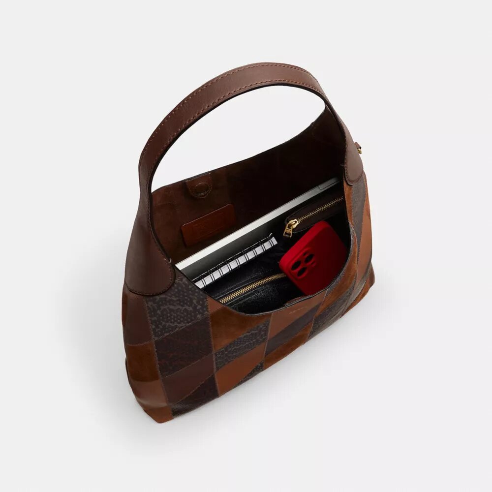 Brooklyn-Schultertasche 39 mit Schlangenleder-Patchwork