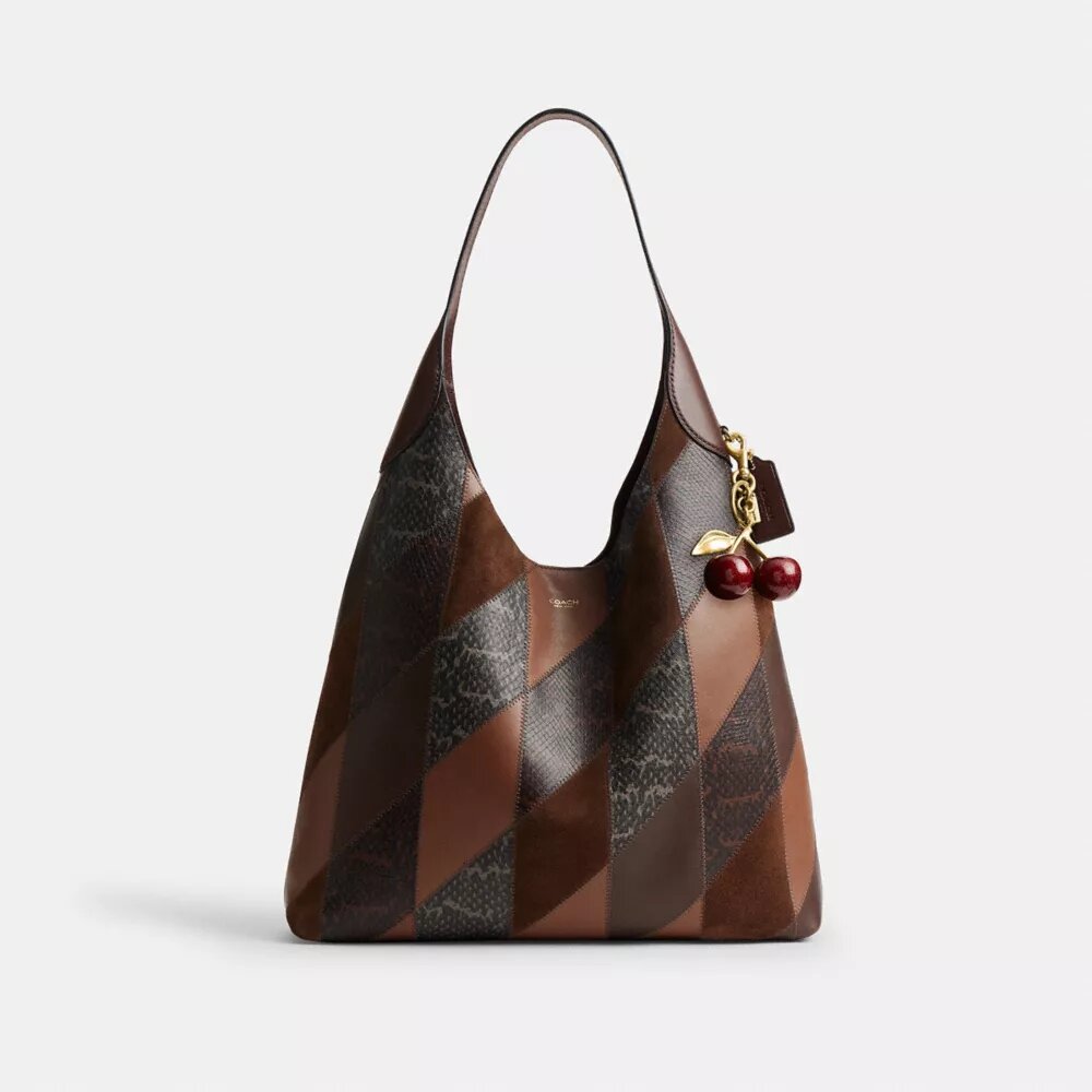 Brooklyn-Schultertasche 39 mit Schlangenleder-Patchwork