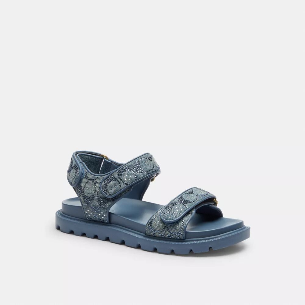 Brynn-Sandalen aus „Crystal Signature Denim“