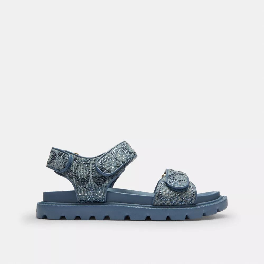 Brynn-Sandalen aus „Crystal Signature Denim“