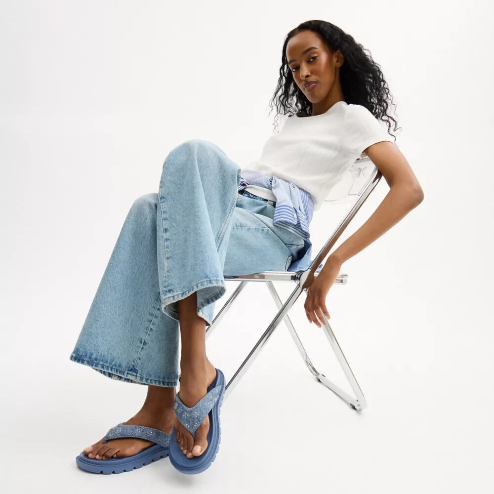 Brynn-Sandalen aus „Crystal Signature Denim“