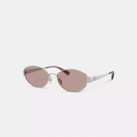 C Hardware Metall-Sonnenbrille, schmal, oval