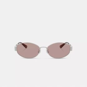 C Hardware Metall-Sonnenbrille, schmal, oval