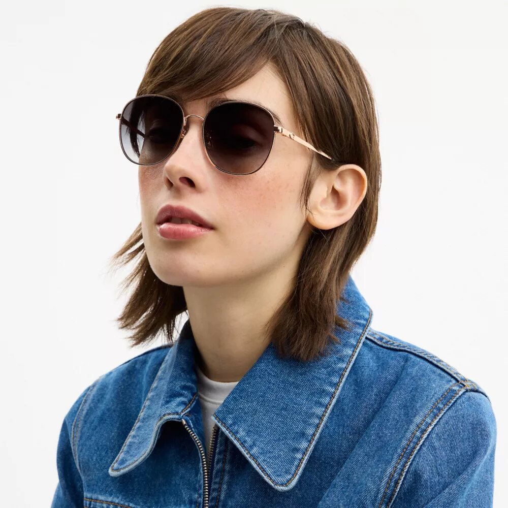 C Metall-Sonnenbrille mit runden Gläsern