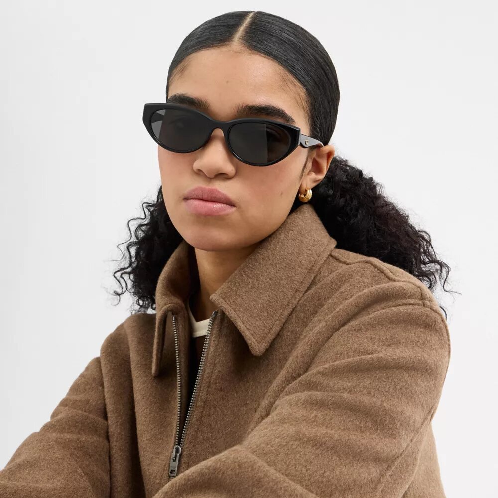 C-Metallbeschläge, ovale Cat-Eye-Sonnenbrille
