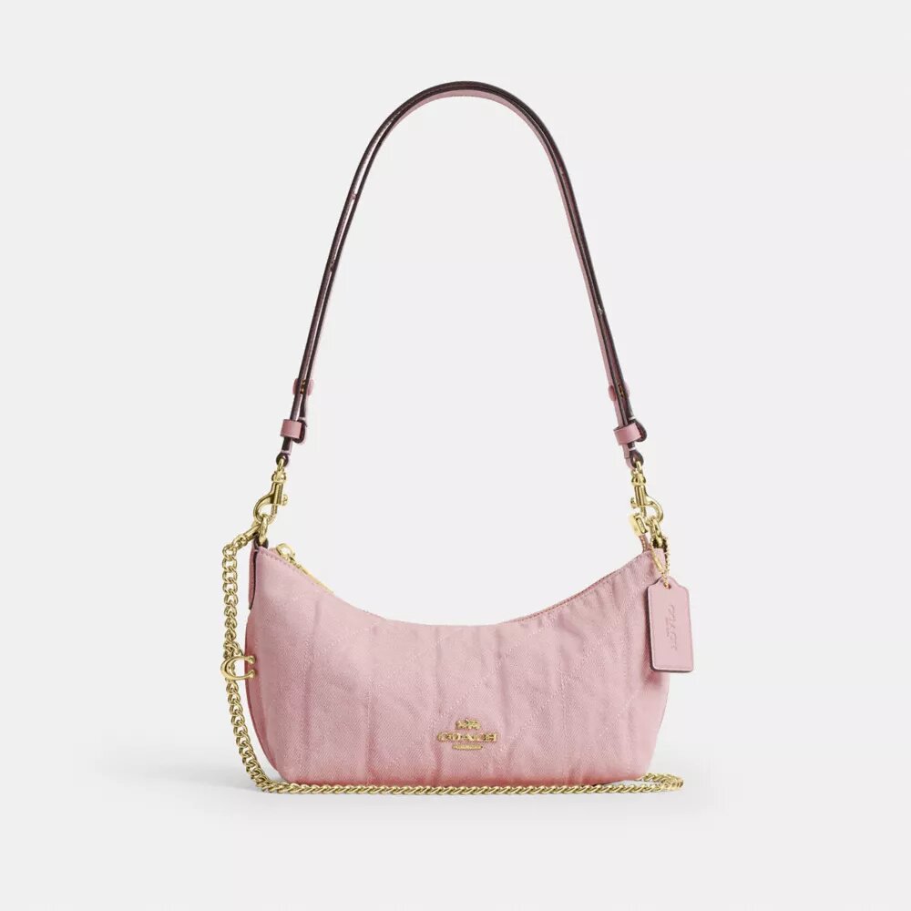 Caitlin-Schultertasche aus regenerativer Baumwolle mit Steppung und Anhänger