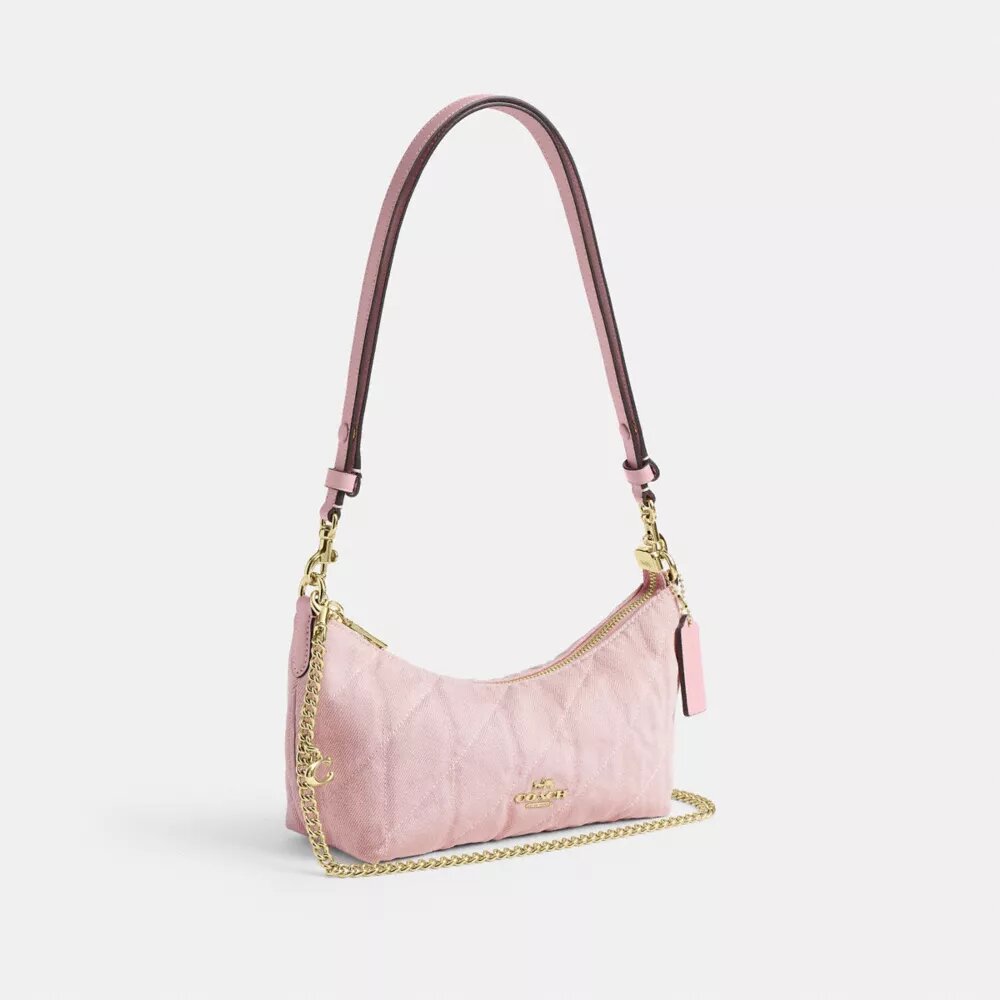 Caitlin-Schultertasche aus regenerativer Baumwolle mit Steppung und Anhänger