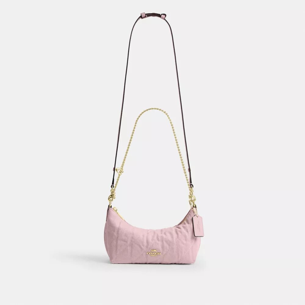 Caitlin-Schultertasche aus regenerativer Baumwolle mit Steppung und Anhänger