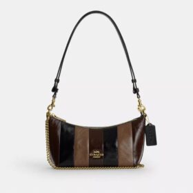 Caitlin-Schultertasche mit gestreiftem Patchwork