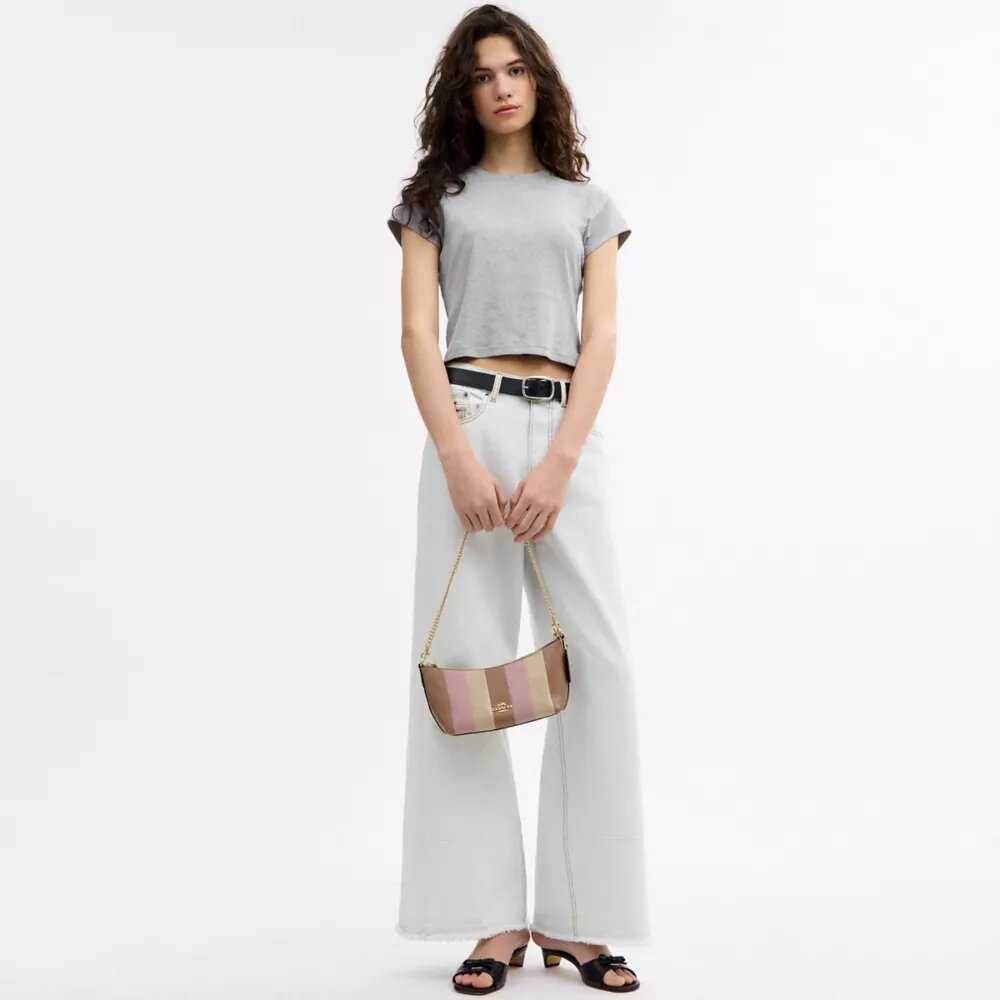 Caitlin-Schultertasche mit gestreiftem Patchwork