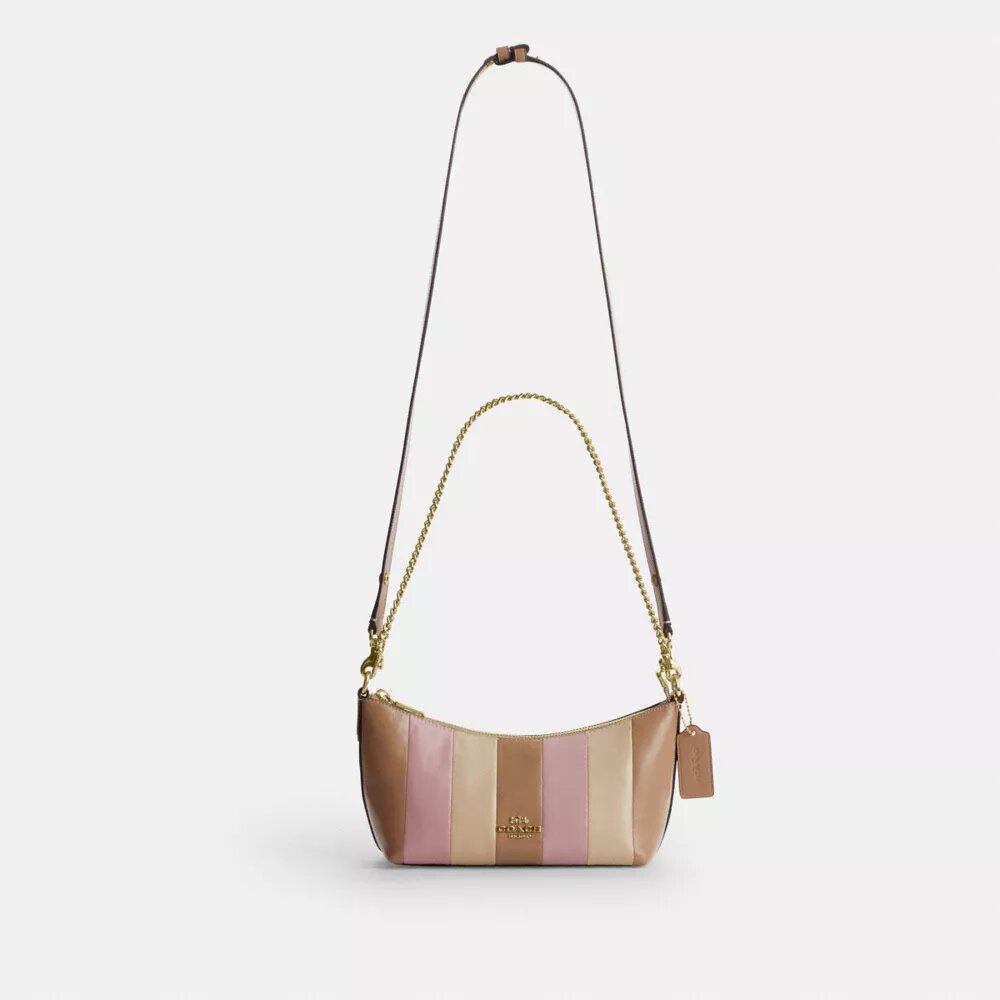 Caitlin-Schultertasche mit gestreiftem Patchwork
