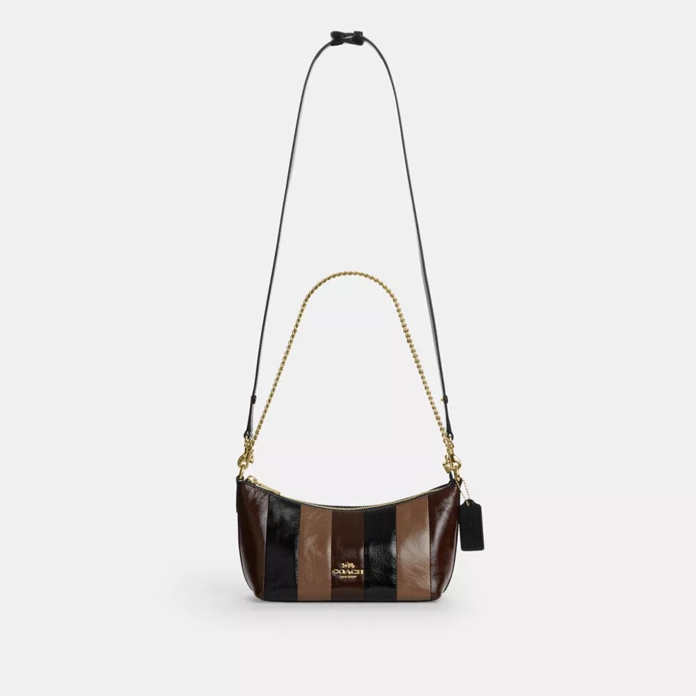 Caitlin-Schultertasche mit gestreiftem Patchwork