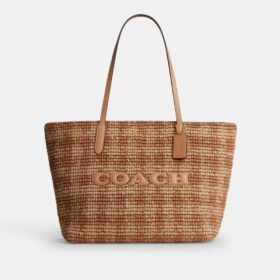 City-Tote-Bag mit Gingham-Muster