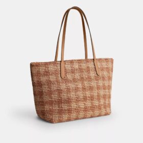 City-Tote-Bag mit Gingham-Muster