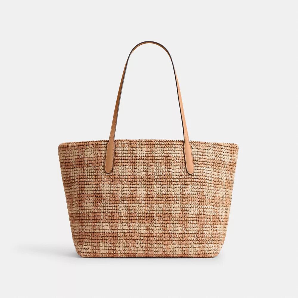 City-Tote-Bag mit Gingham-Muster