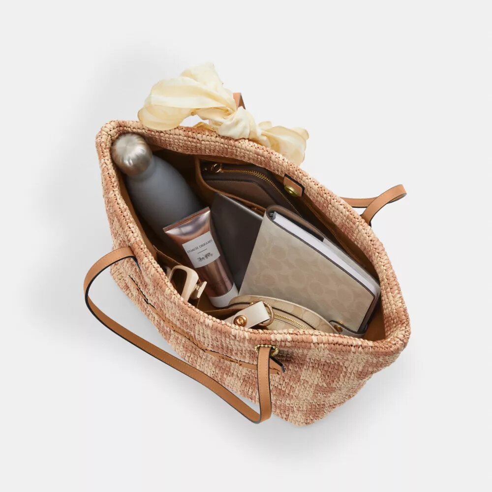 City-Tote-Bag mit Gingham-Muster
