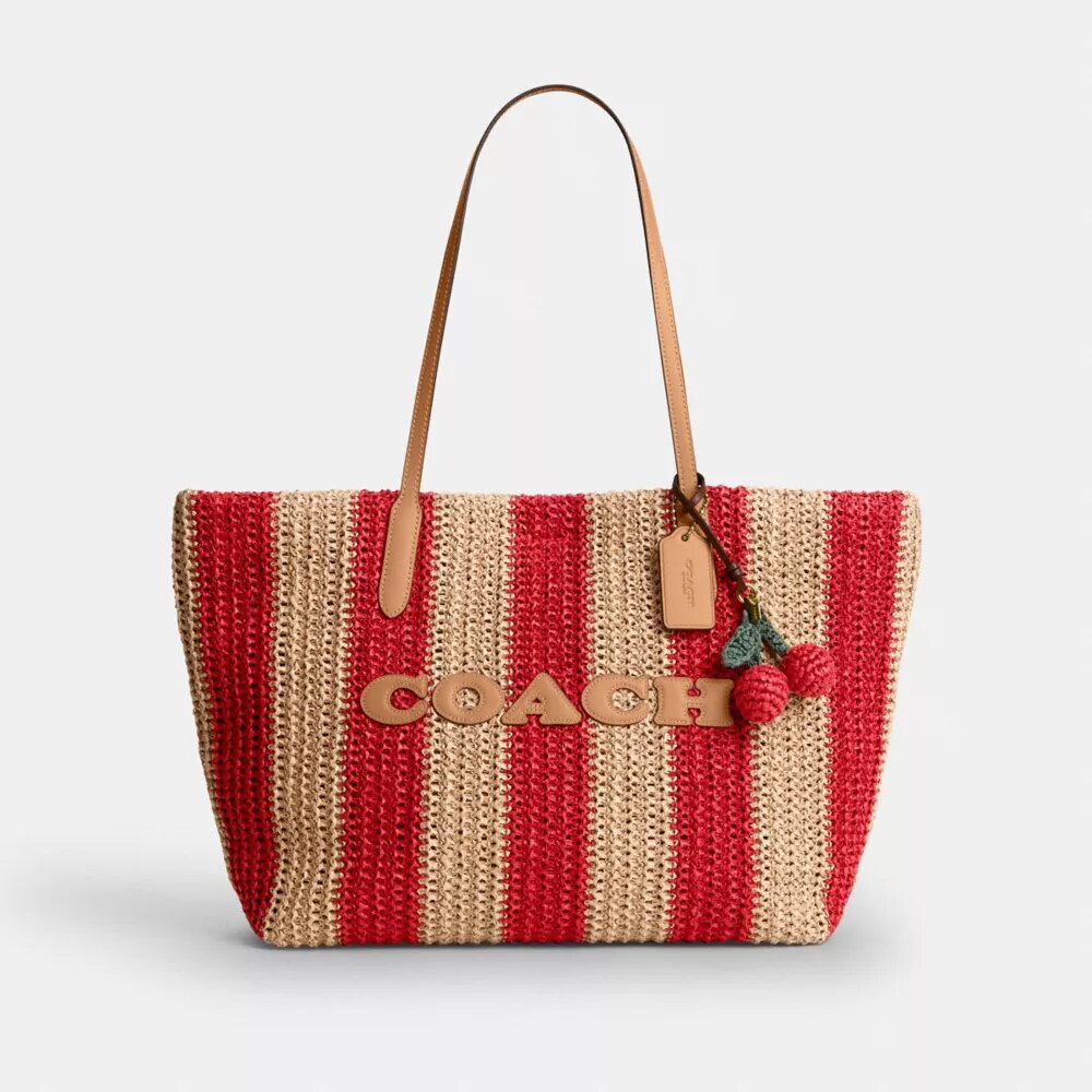 City-Tote-Bag mit Streifen und Anhänger