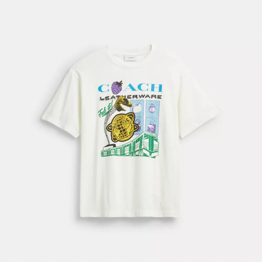 „Collage Train“ lockeres T-Shirt aus Bio-Baumwolle
