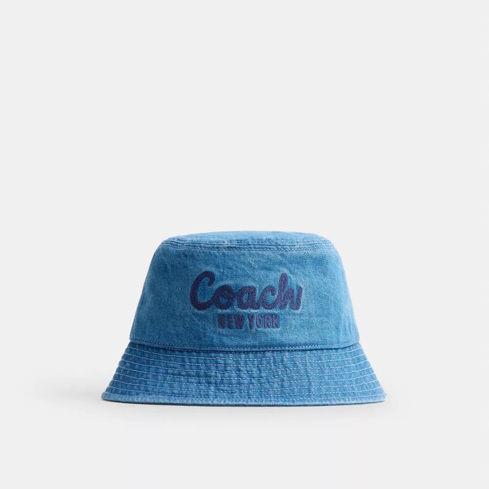 Denim-Bucket-Hat mit gesticktem „Coach Script“