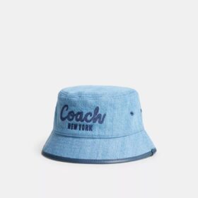 Denim-Bucket-Hat mit gesticktem „Coach Script“