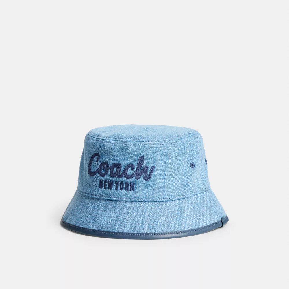 Denim-Bucket-Hat mit gesticktem „Coach Script“