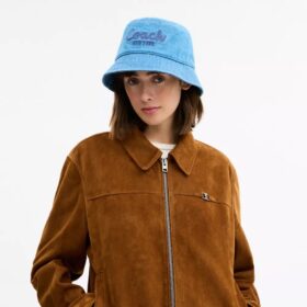 Denim-Bucket-Hat mit gesticktem „Coach Script“