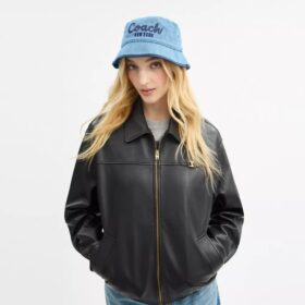 Denim-Bucket-Hat mit gesticktem „Coach Script“