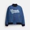 Denim-Varsity-Jacke aus Bio-Baumwolle