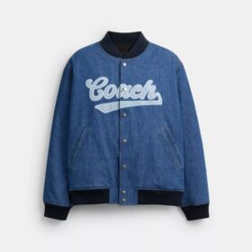 Denim-Varsity-Jacke aus Bio-Baumwolle